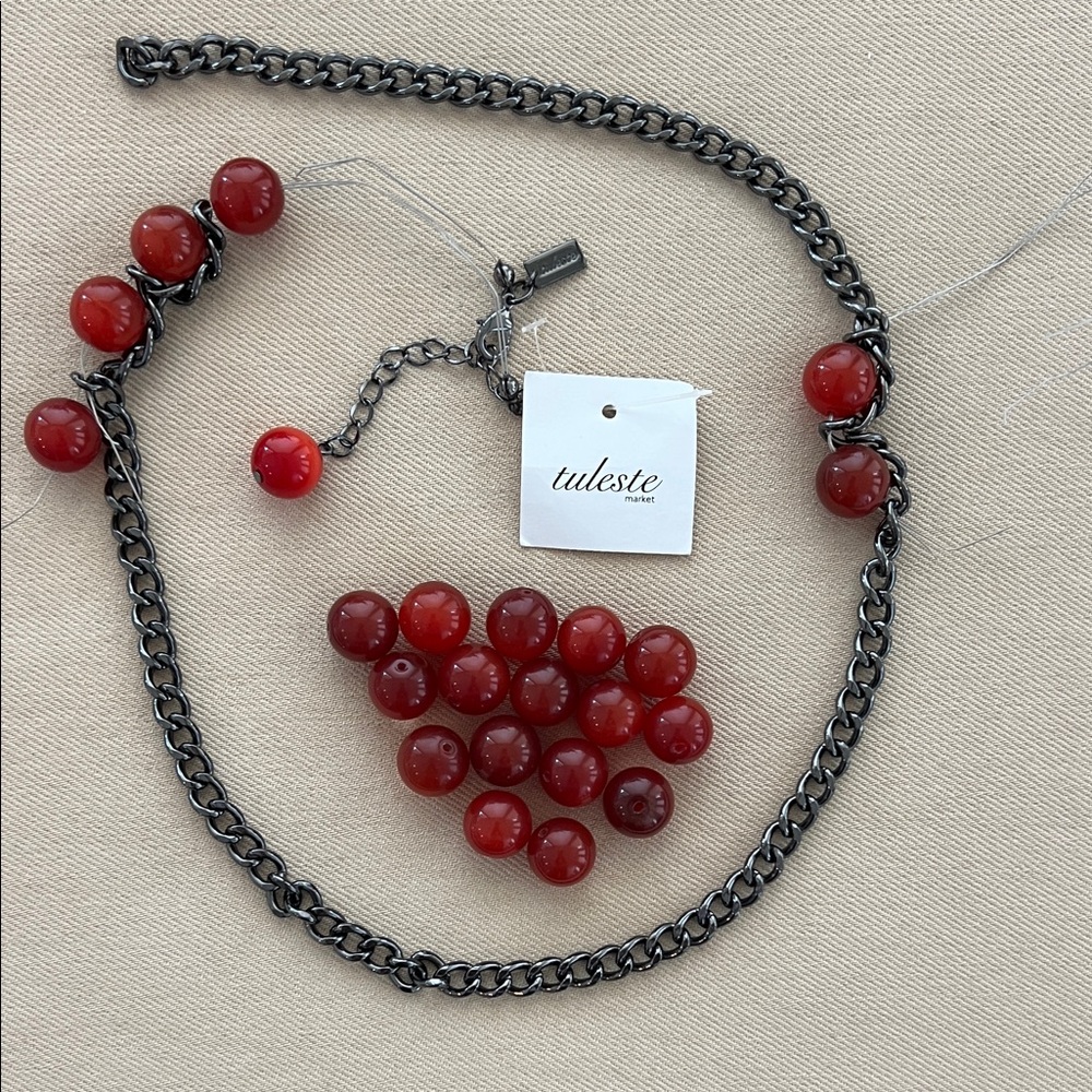 Tuleste Market Red Ruby Gunmetal Necklace